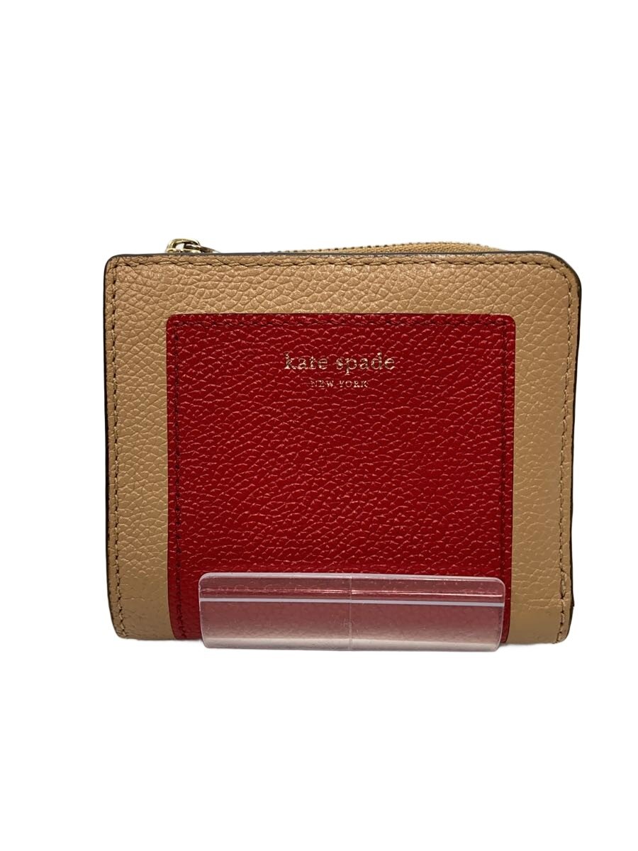 【中古】kate spade new york◆2つ折り財布/レザー/BEG/レディース//【服飾雑貨他】