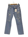 【中古】RED CARD◆タグ付/Vintage Straight/ダメージ加工/デニム/XS/コットン/ブルー/727800【レディースウェア】