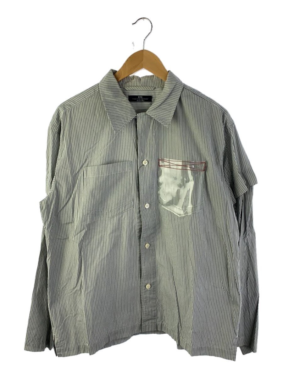 【中古】SYU.HOMME/FEMM◆長袖シャツ/1/コットン/WHT/ストライプ/H18SS-04【メンズウェア】