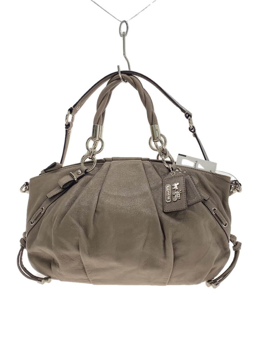 VANESSA BRUNO - 【中古】COACH◆Flint Madison Pleated Leather/ハンドバッグ/レザー/GRY//【バッグ】
