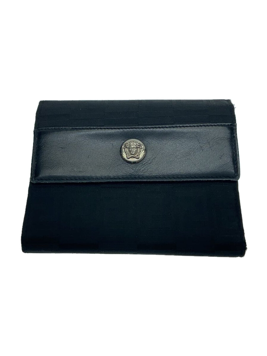 【中古】GIANNI VERSACE◆3つ折り財布/--/BLK/総柄/レディース【服飾雑貨他】