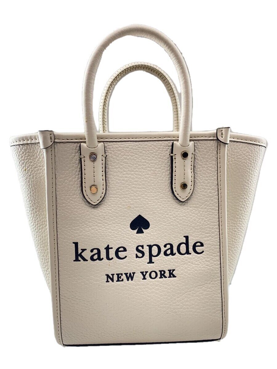 KATE SPADE - 【中古】kate spade new york◆New York ella mini/エラミニ/ショルダーバッグ/レザー/WHT/プリント/K7295【バッグ】