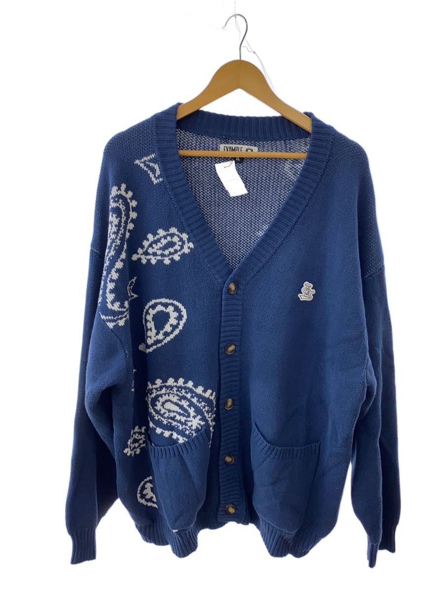 EXAMPLE◆EX KNIT CARDIGAN ペイズリー カーディガン/XL/NVY