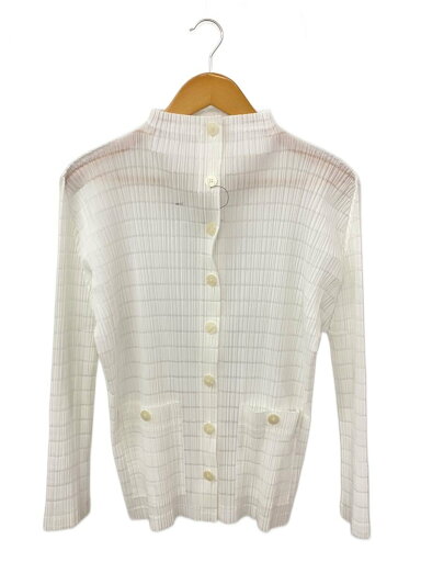 【中古】PLEATS PLEASE ISSEY MIYAKE◆長袖シャツ/3/ポリエステル/WHT/無地/PP43-JD523【レディースウェア】 【中古】PLEATS PLEASE ISSEY MIYAKE◆長袖シャツ/3/ポリエステル/WHT/無地/PP43-JD523【レディースウェア】