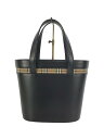 【中古】BURBERRY◆トートバッグ/バケツ/ハンドバッグ/レザー/バーバリーチェックコンビ/BLK【バッグ】