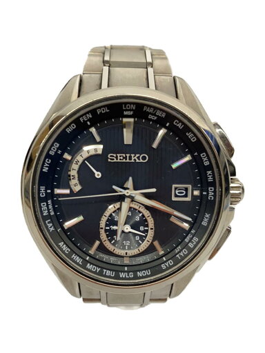 【中古】SEIKO◆ソーラー腕時計/アナログ/ステンレス/BLK/SLV/8B63-0AV0【服飾雑貨他】 【中古】SEIKO◆ソーラー腕時計/アナログ/ステンレス/BLK/SLV/8B63-0AV0【服飾雑貨他】