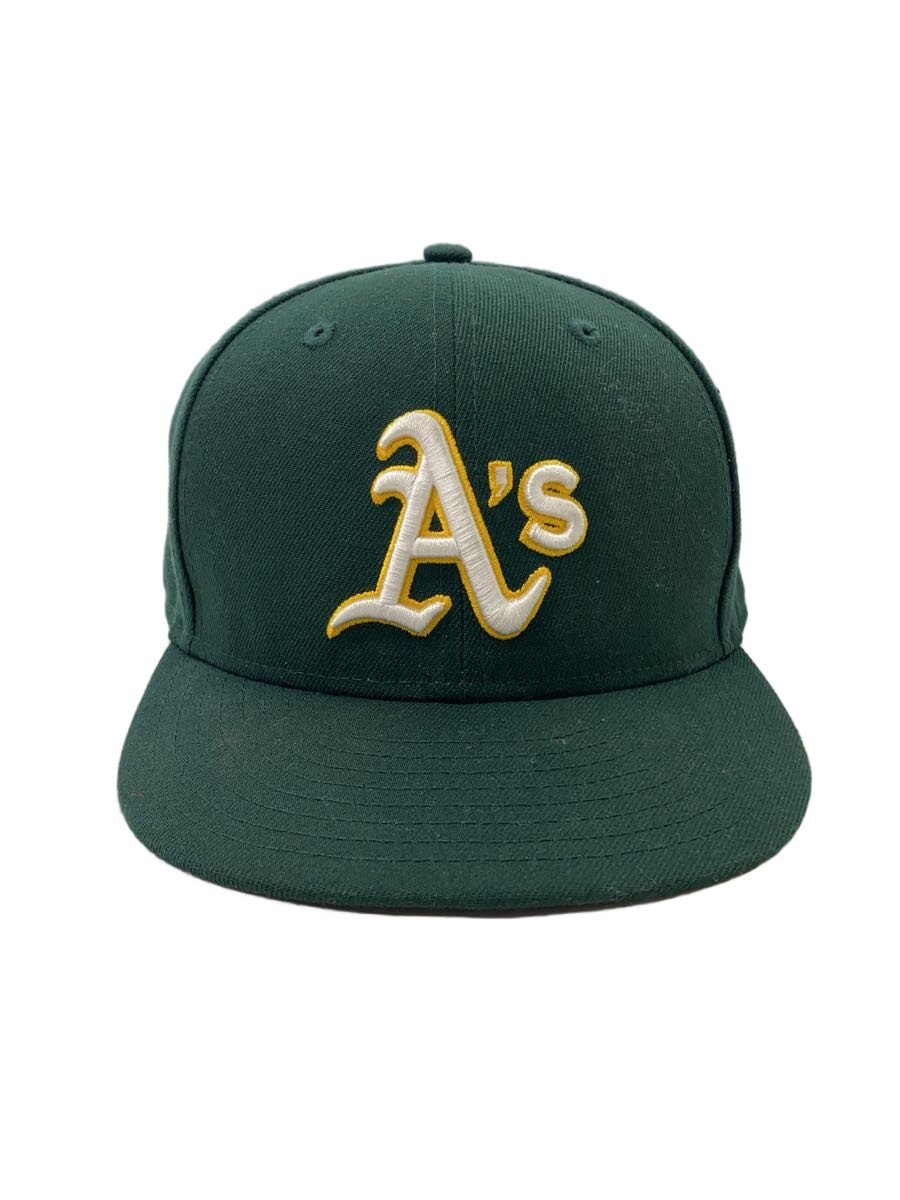 【中古】NEW ERA◆キャップ/7 3/4/コットン/GRN/無地/メンズ【服飾雑貨他】