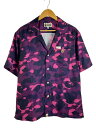 【中古】A BATHING APE◆半袖シャツ/L/ポリエステル/マルチカラー/カモフラ/001SRK301001M【メンズウェア】