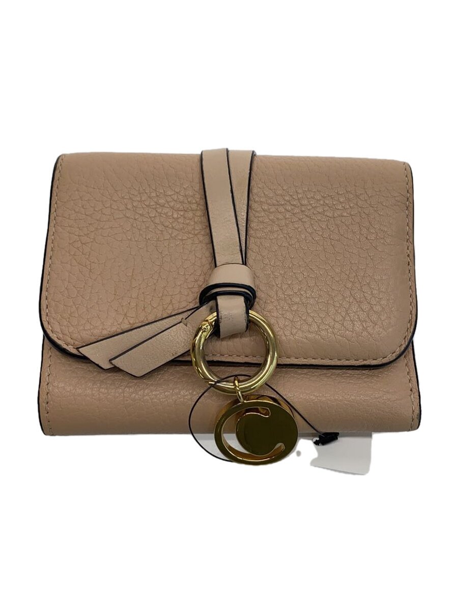 【中古】Chloe◆3つ折り財布/レザー/ベージュ/Alphabetスモールトリフォールドウォレット【服飾雑貨他】