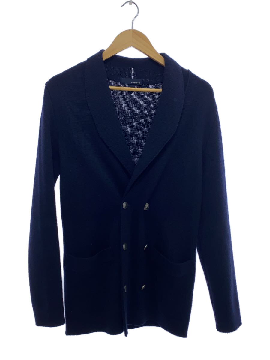 【中古】LARDINI◆ジャケット/ニットダブルテーラードジャケット/44/ウール/ネイビー/無地/JNLJM45【メンズウェア】