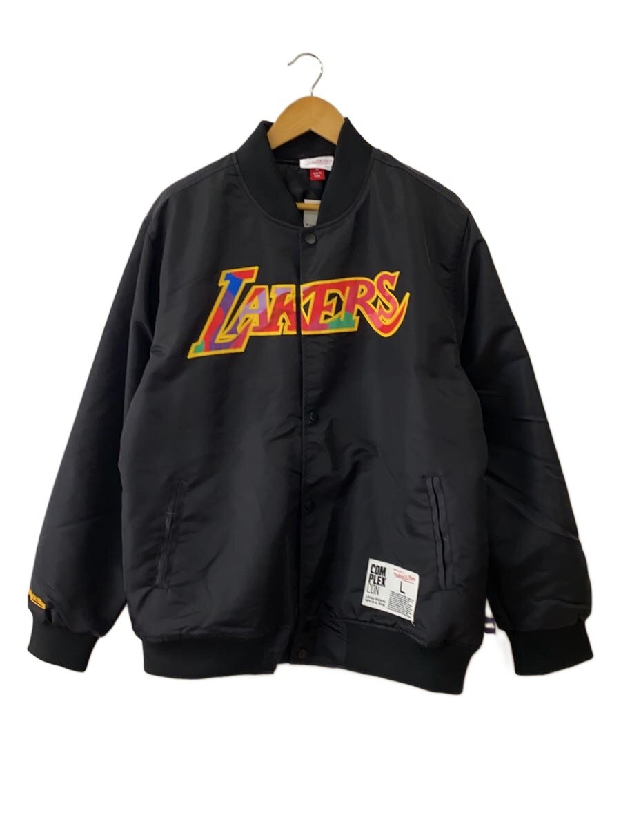 mitchell&ness◆×ComplexCon/LAKERS/スタジャン/L/ポリエステル/BLK/無地