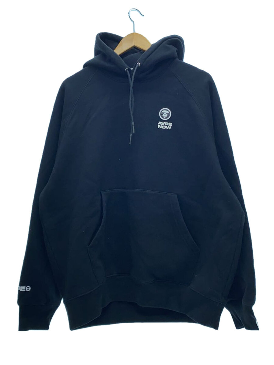 【中古】AAPE BY A BATHING APE◆AAPE NOW RAGLAN PULLOVER HOODIE/L/コットン/BLK/AAPSWMB324XXN【メンズウェア】