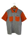 【中古】Supreme◆19AW Hickory Stripe Half Zip Work Shirt/半袖シャツ/L/コットン/NVY/【メンズウェア】