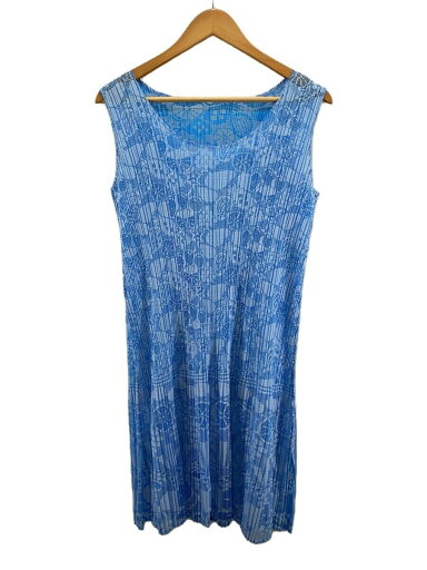 【中古】PLEATS PLEASE ISSEY MIYAKE◆ノースリーブワンピース/3/ポリエステル/BLU/総柄/PP11-JT725【レディースウェア】 【中古】PLEATS PLEASE ISSEY MIYAKE◆ノースリーブワンピース/3/ポリエステル/BLU/総柄/PP11-JT725【レディースウェア】