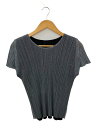【中古】PLEATS PLEASE ISSEY MIYAKE◆半袖カットソー/4/ポリエステル/BLK/総柄/PP41-JK852【レディースウェア】