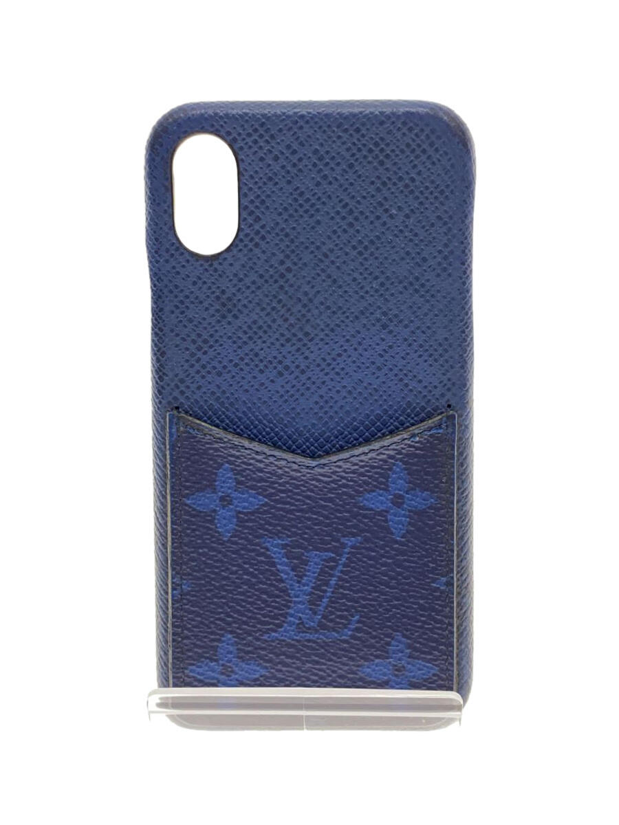 【中古】LOUIS VUITTON◆IPHONE・バンパーXSMAX_タイガ_BLU/牛革/BLU/メンズ【服飾雑貨他】