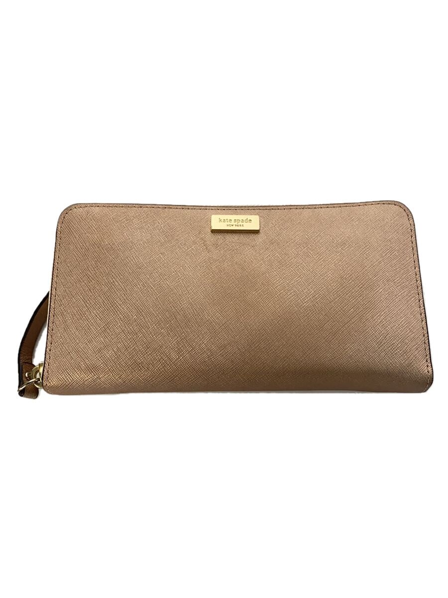 【中古】kate spade new york◆長財布/--/BEG/無地/レディース/WLRU1498【服飾雑貨他】