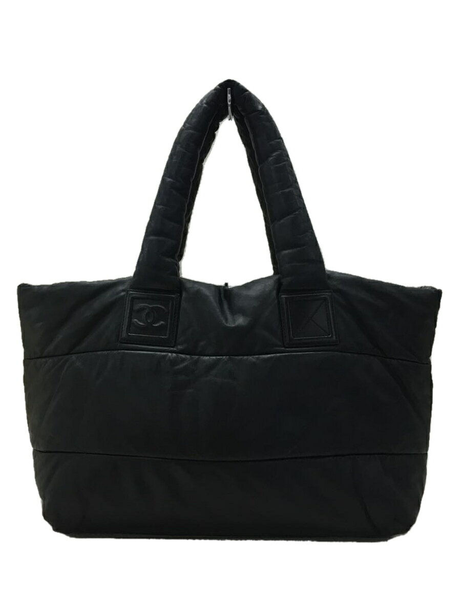 【中古】CHANEL◆トートバッグ/レザー/ブラック/コココクーン【バッグ】