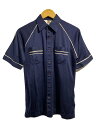 【中古】推定50s/PYRAMID/半袖シャツ/--/ポリエステル/ネイビー/無地//【メンズウェア】(4)