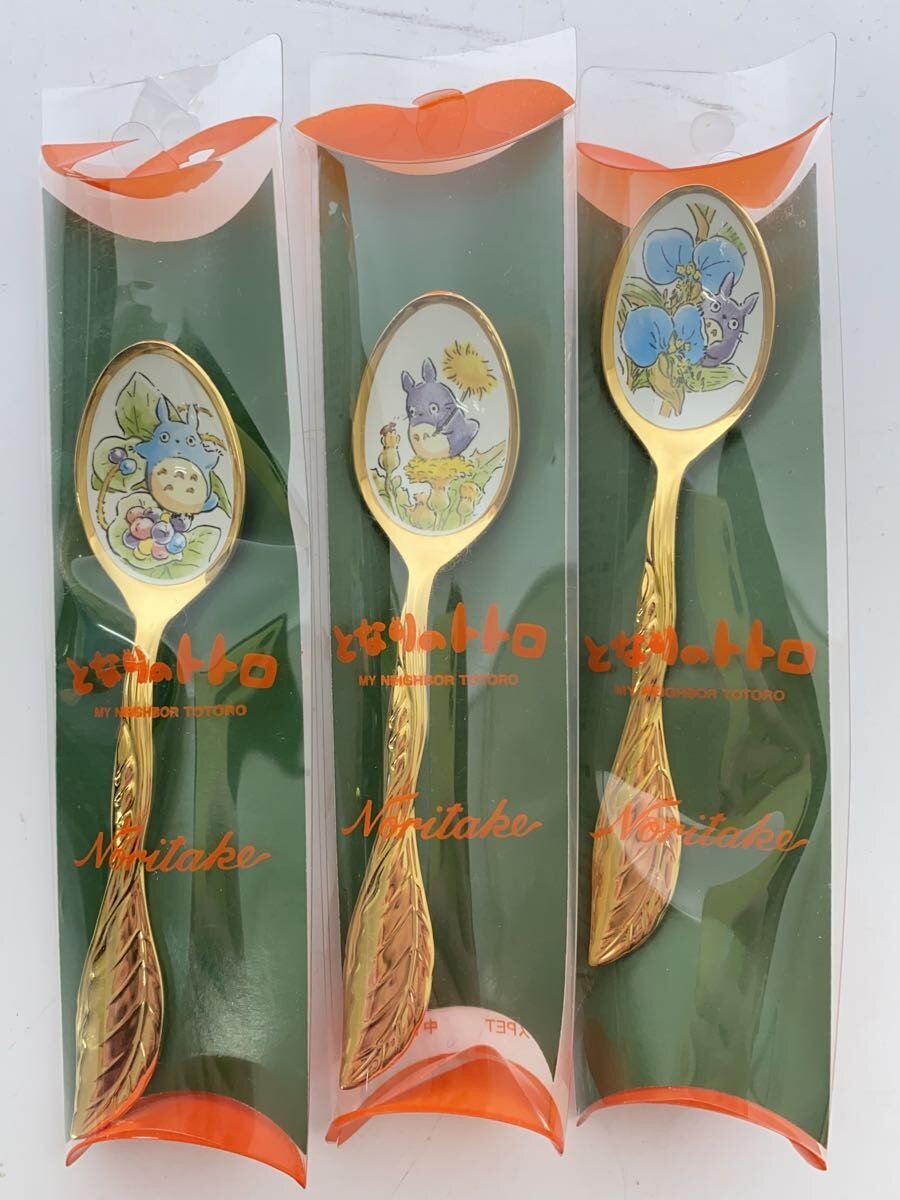 【中古】Noritake◆カトラリー/3点セット/となりのトトロ/ゴールドスプーン/未使用/箱有/箱ダメージ有【キッチン用品】