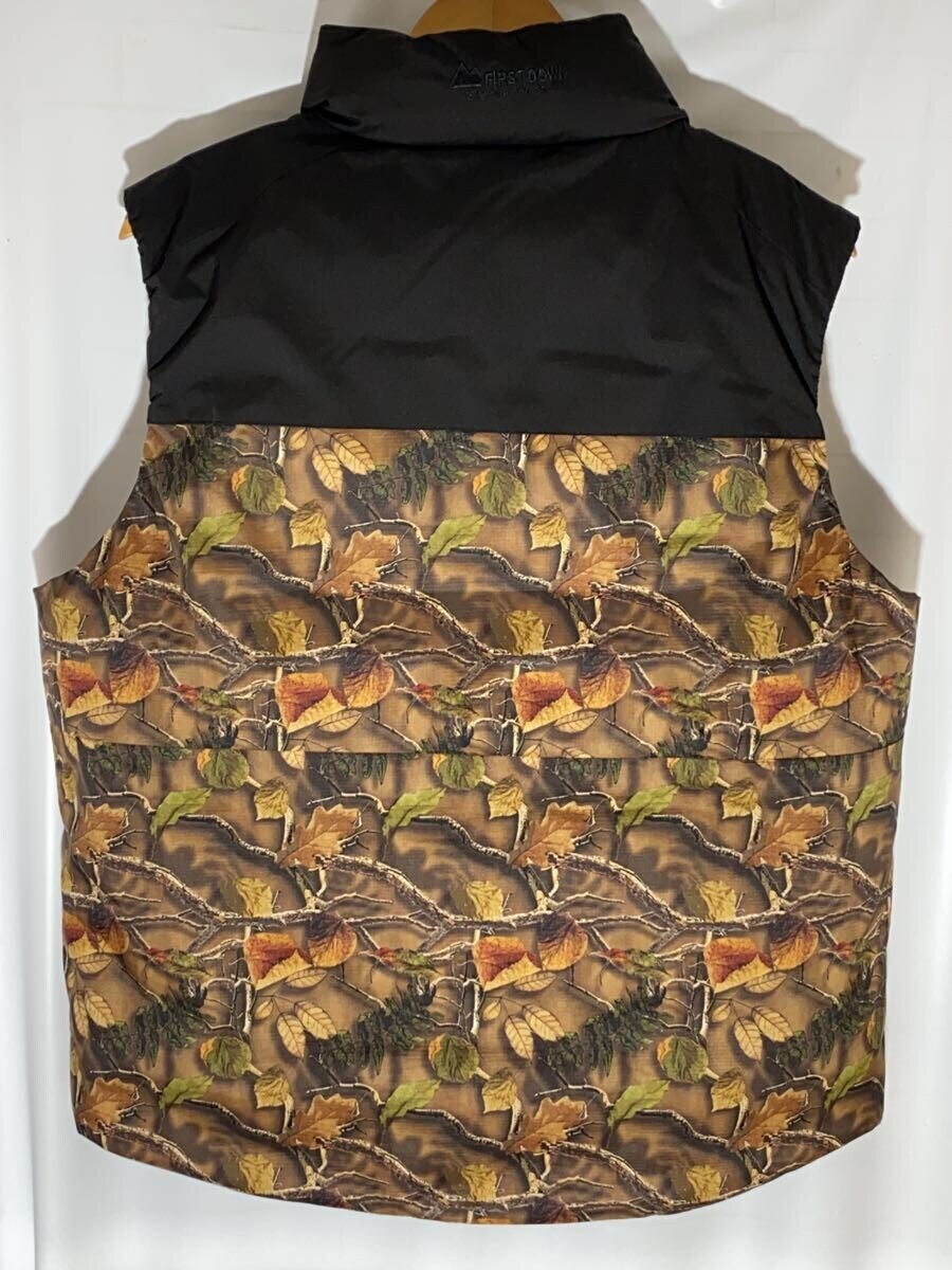【中古】FIRST DOWN◆ダウンベスト/L/ポリエステル/KHK/カモフラ/5452149【メンズウェア】