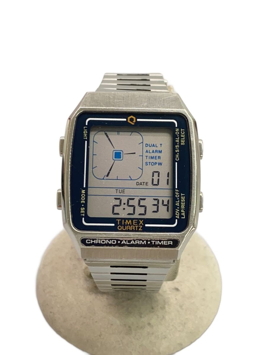 【中古】TIMEX◆クォーツ腕時計/デジタル/ステンレス/GRY/SLV/SV///【服飾雑貨他】