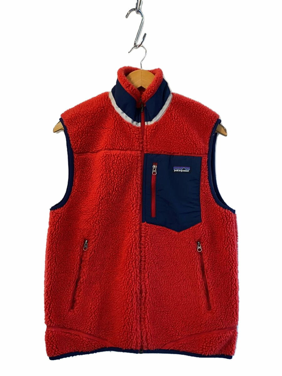 【中古】patagonia◆フリースベスト/S/ポリエステル/RED/無地/23047FA12【メンズウェア】