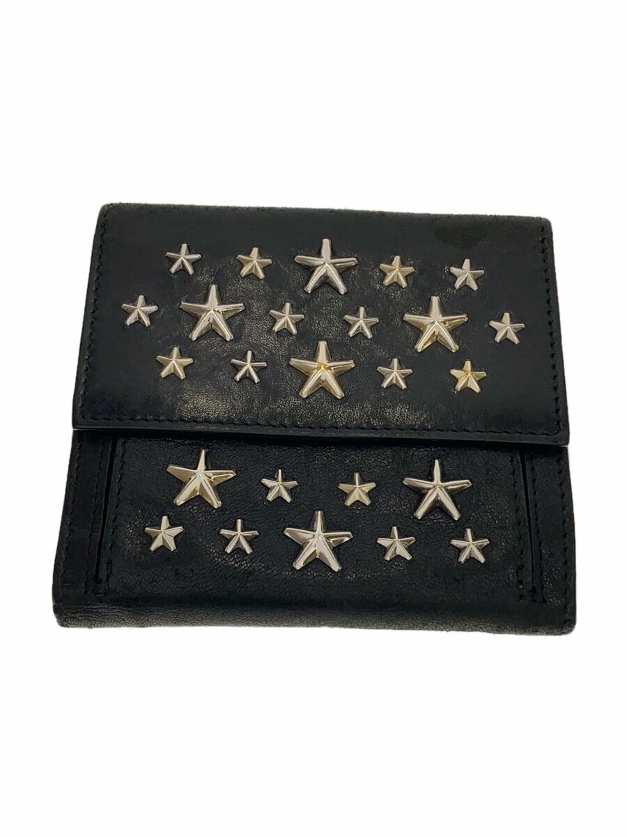 【中古】JIMMY CHOO◆財布/レザー/BLK/総柄/レディース【服飾雑貨他】