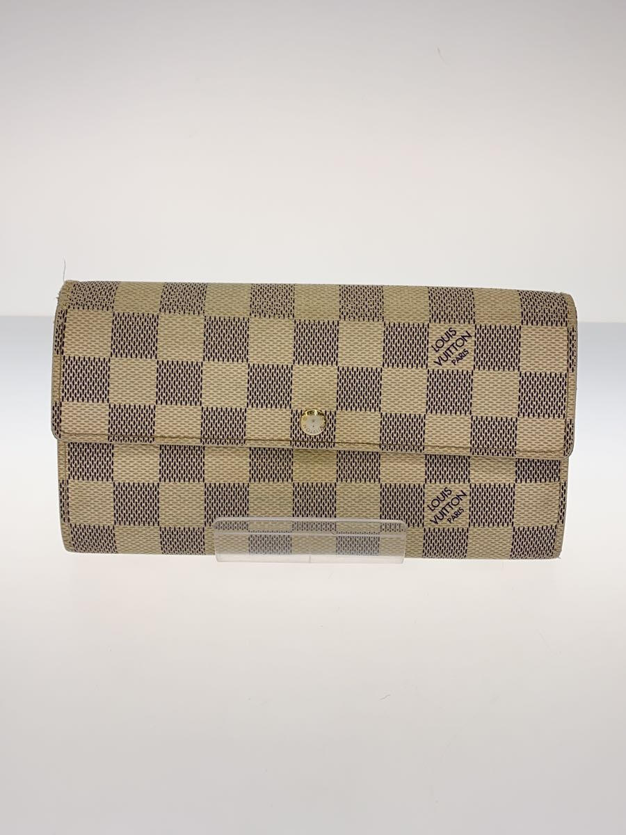 【中古】LOUIS VUITTON◆1)ポルト・フォイユ・サラ_ダミエ・アズール_WHT/PVC/WHT/レディース/N61735【服飾雑貨他】