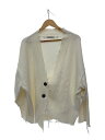 【中古】PERVERZE◆CRASH WIDE KNIT CARDIGAN/アシンメトリー/カットオフ/ダメージ加工/ホワイト/無地【レディースウェア】