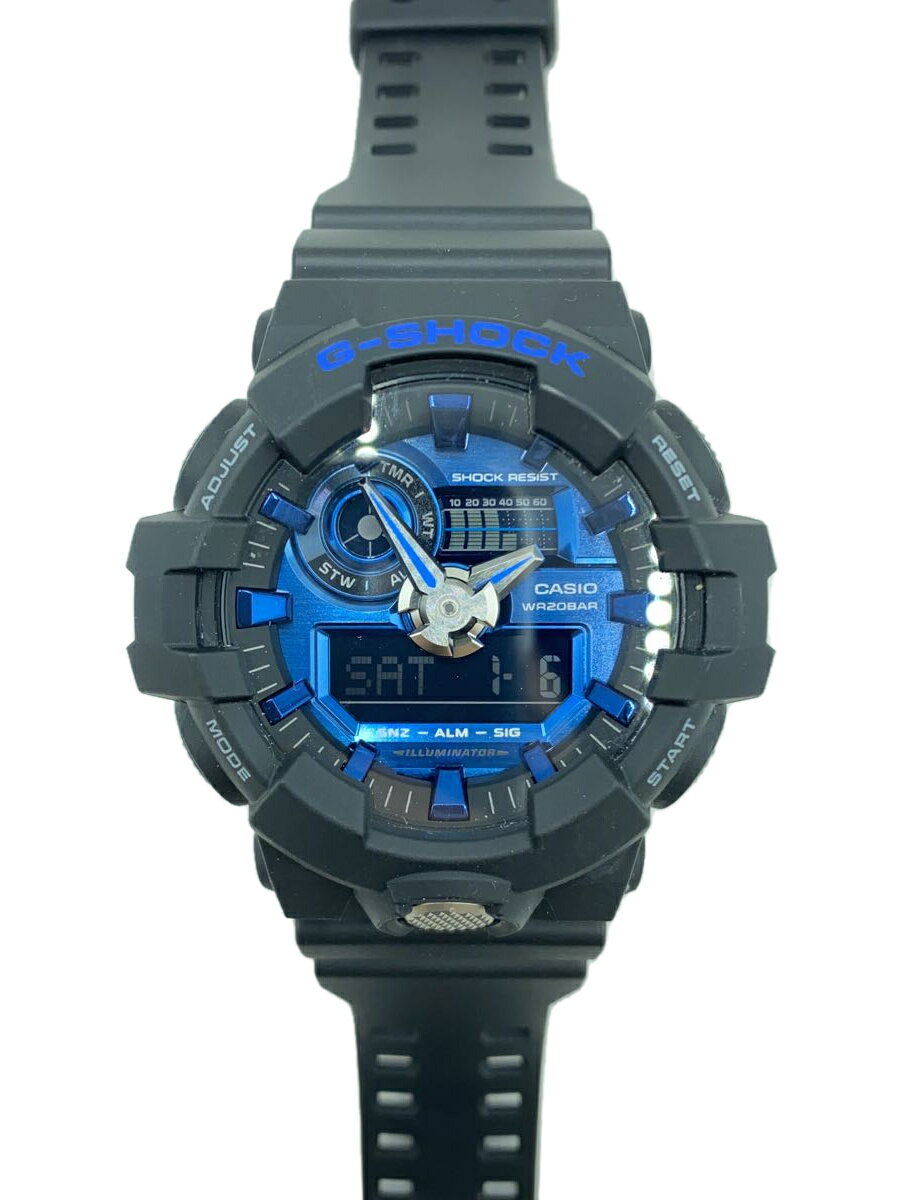 【中古】CASIO◆クォーツ腕時計・G-SHOCK/デジアナ/ラバー/BLU/BLK/GA-710B-1A2JF【服飾雑貨他】