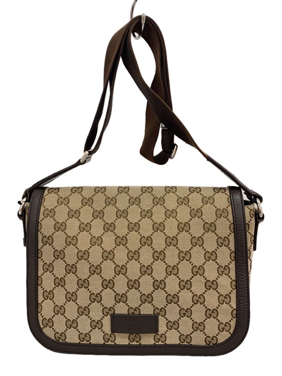 【中古】GUCCI◆ショルダーバッグ_GGキャンバス/キャンバス/BEG【バッグ】
