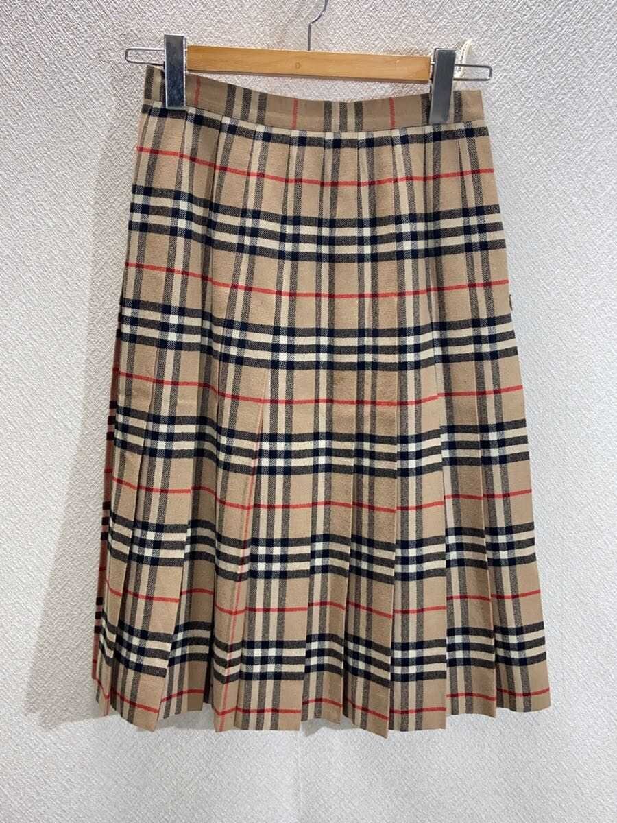 【中古】BURBERRYS◆スカート/--/ウール/BEG/チェック/FX002-201【レディースウェア】