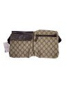 【中古】GUCCI◆ヒップバッグ/ウエストバッグ_GGキャンバス/キャンバス/総柄/ブラウン/ベージュ【バッグ】