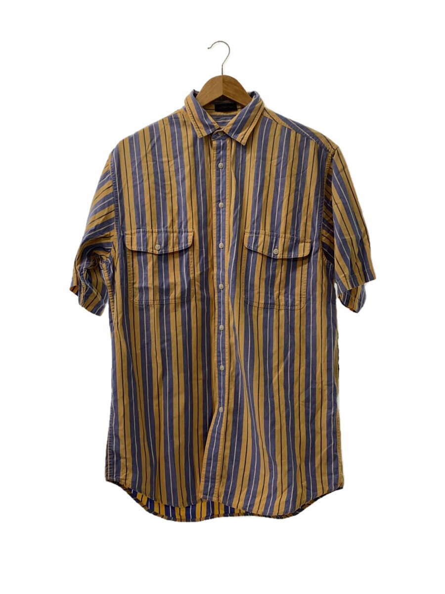 【中古】EDDIE BAUER◆半袖シャツ/M/コットン/YLW/ストライプ【メンズウェア】