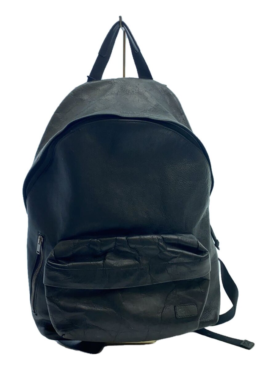 JUN HASHIMOTO◆LEATHER BACK PACK/リュック/レザー/BLK/B130000001
