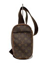 【中古】LOUIS VUITTON◆ポシェット・ガンジュ_ダミエ・エベヌ_BRW/レザー/BRW/総柄【バッグ】