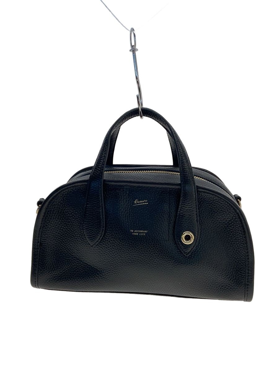【中古】Beaure◆ボストンバッグ/ハンドバッグ/ショルダー/2WAY/レザー/BLK【バッグ】