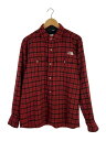 【中古】THE NORTH FACE◆22AW/BRUSHWOOD WOOL SHIRT_ブラッシュウッドウールシャツ/L/ウール/RED/チェック【メンズウェア】