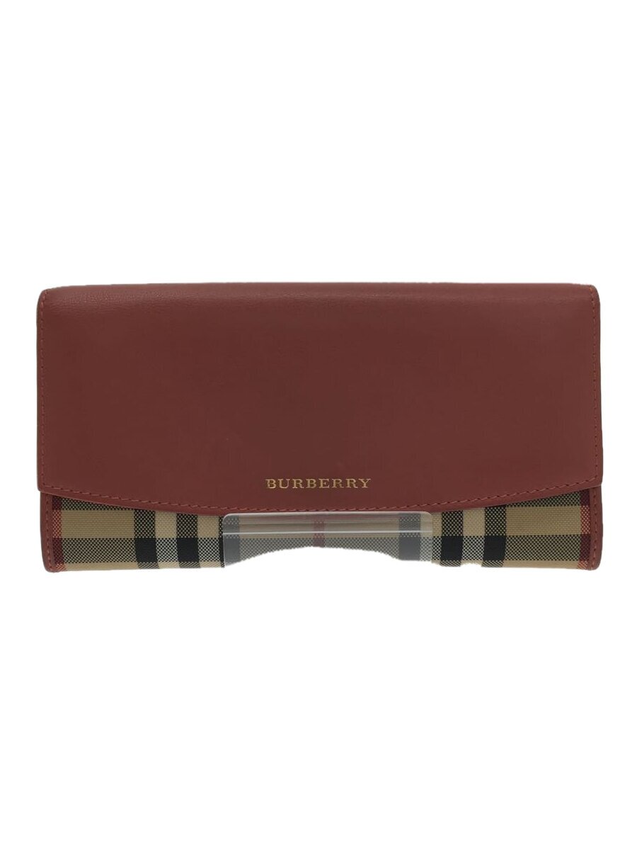 【中古】BURBERRY◆長財布/--/RED/チェック/レディース/3996651【服飾雑貨他】