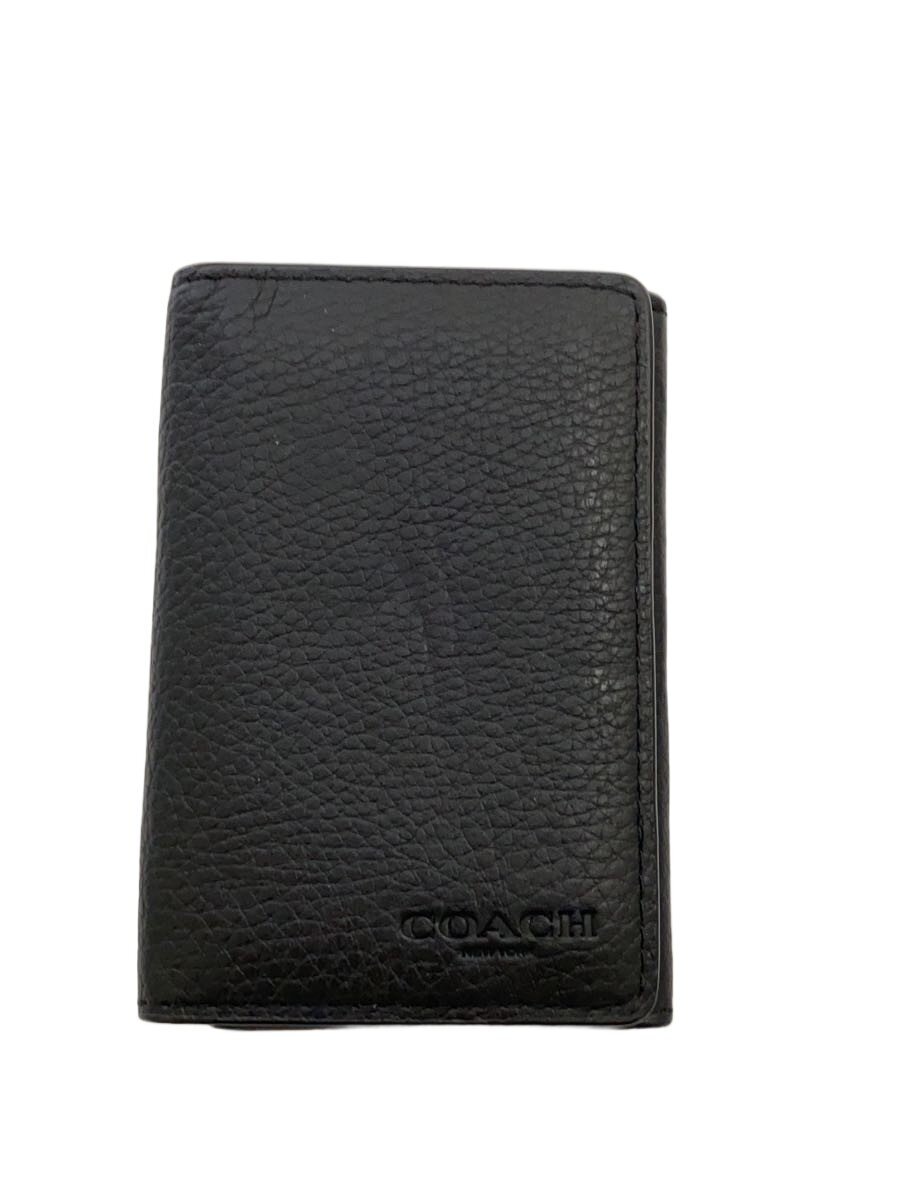 【中古】COACH◆カードケース/レザー/BLK/無地/メンズ【服飾雑貨他】