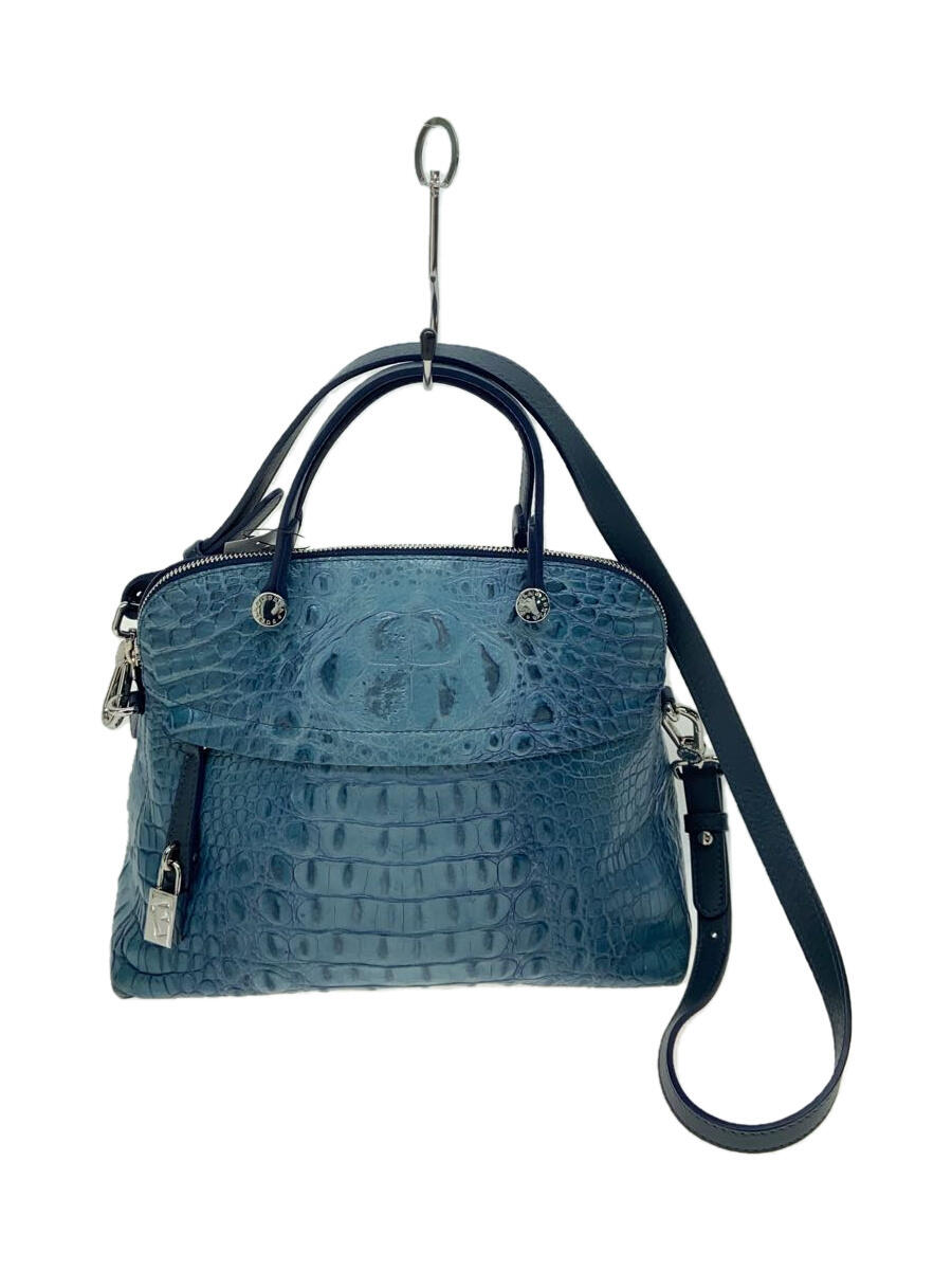 【中古】FURLA◆ハンドバッグ/--/BLU/無地【バッグ】