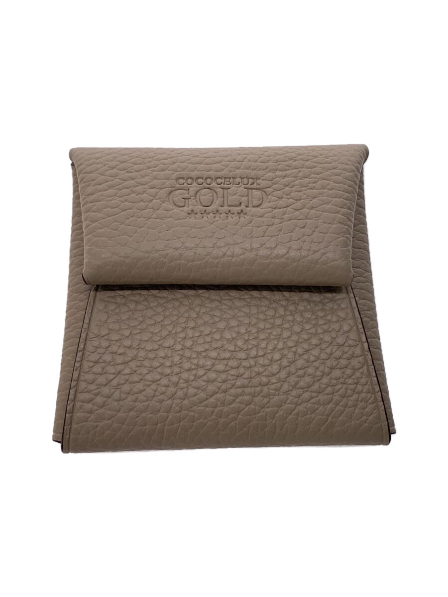 【中古】COCOCELUX GOLD◆コインケース/レザー/クリーム/無地/レディース【服飾雑貨他】