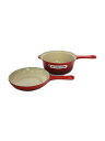 【中古】LE CREUSET◆鍋/サイズ:22cm/2点セット/ORN【キッチン用品】