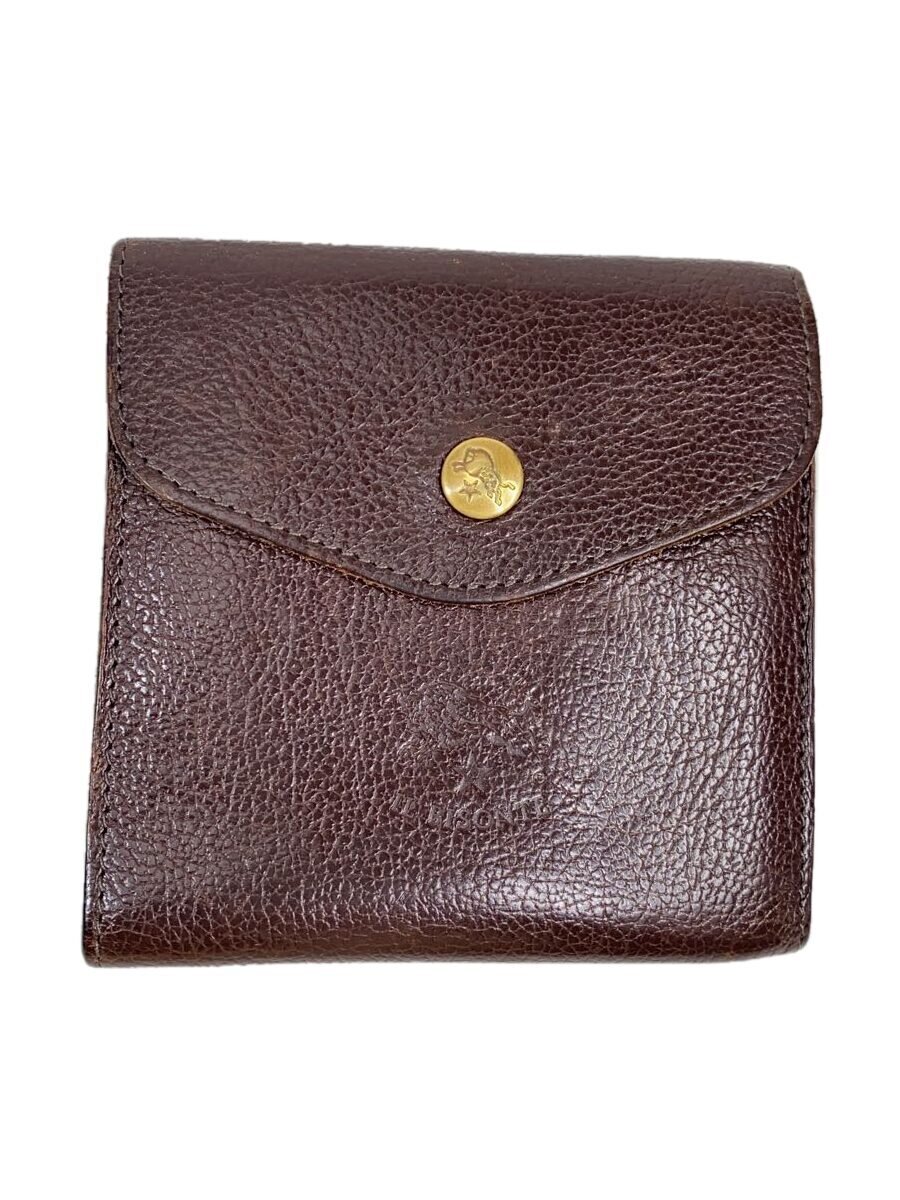 【中古】IL BISONTE◆2つ折り財布/レザー/BRW/無地/メンズ【服飾雑貨他】