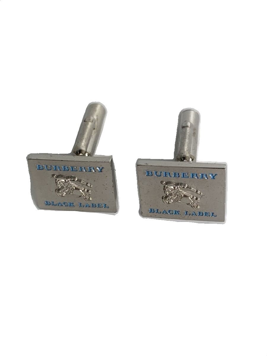 BURBERRY カフスセット シルバー/ブラック 箱保存袋つき BURBERRY