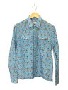 【中古】PRADA◆長袖シャツ/15.5/コットン/BLU/総柄/17SS/Color Block Cactus Shirt【メンズウェア】