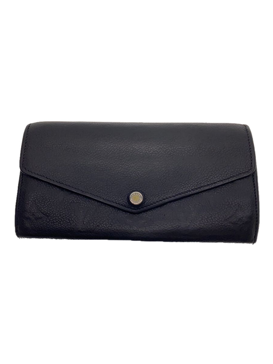 【中古】LOUIS VUITTON◆ポルト・フォイユ・サラ_モノグラム・アンプラント_BLK/レザー/BLK/メンズ【服飾雑貨他】