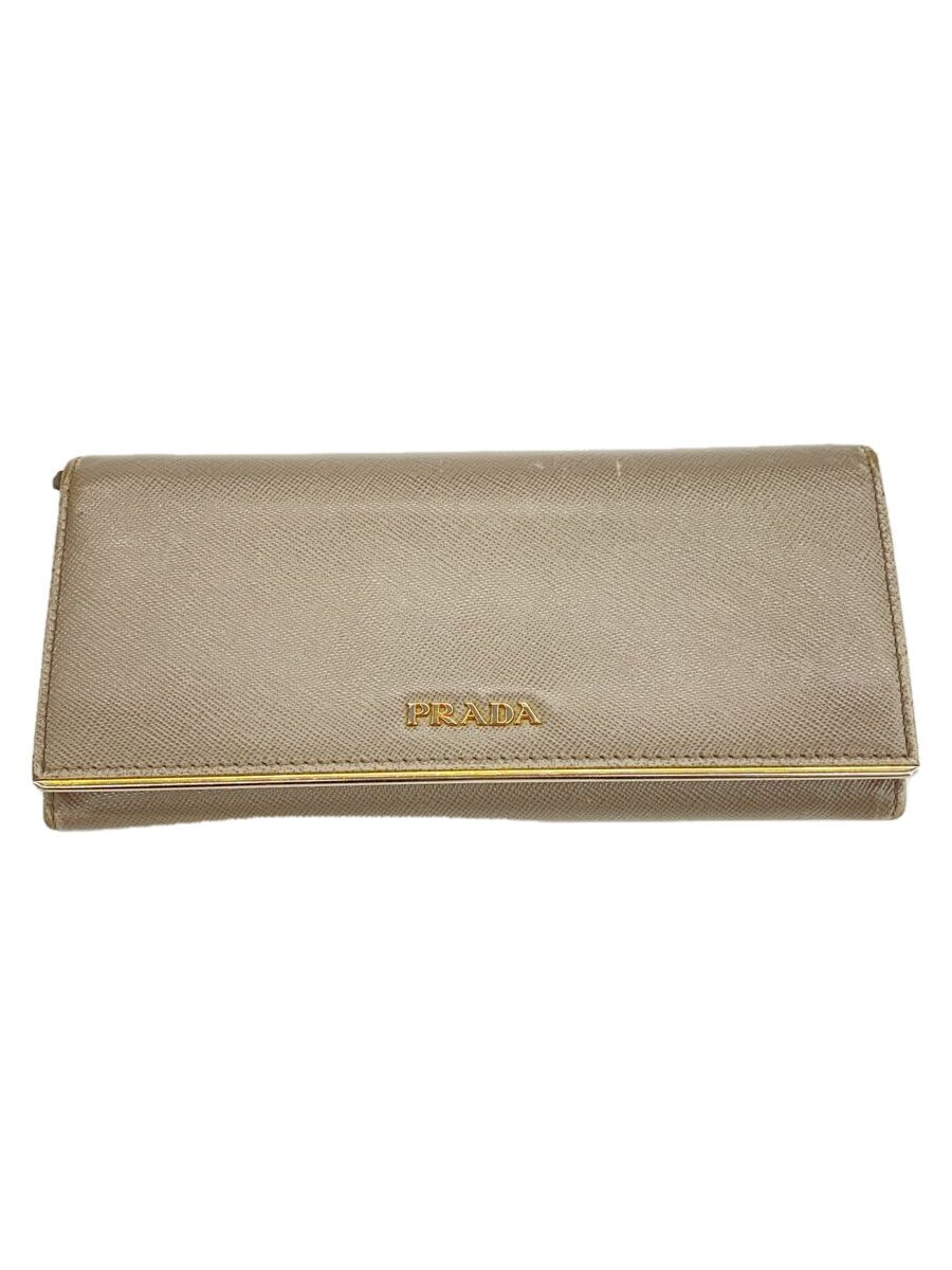 【中古】PRADA◆長財布/レザー/GRY/レディース/1M1311【服飾雑貨他】
