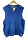 【中古】POLO RALPH LAUREN◆ニットベスト(薄手)/XL/--/BLU/無地【メンズウェア】